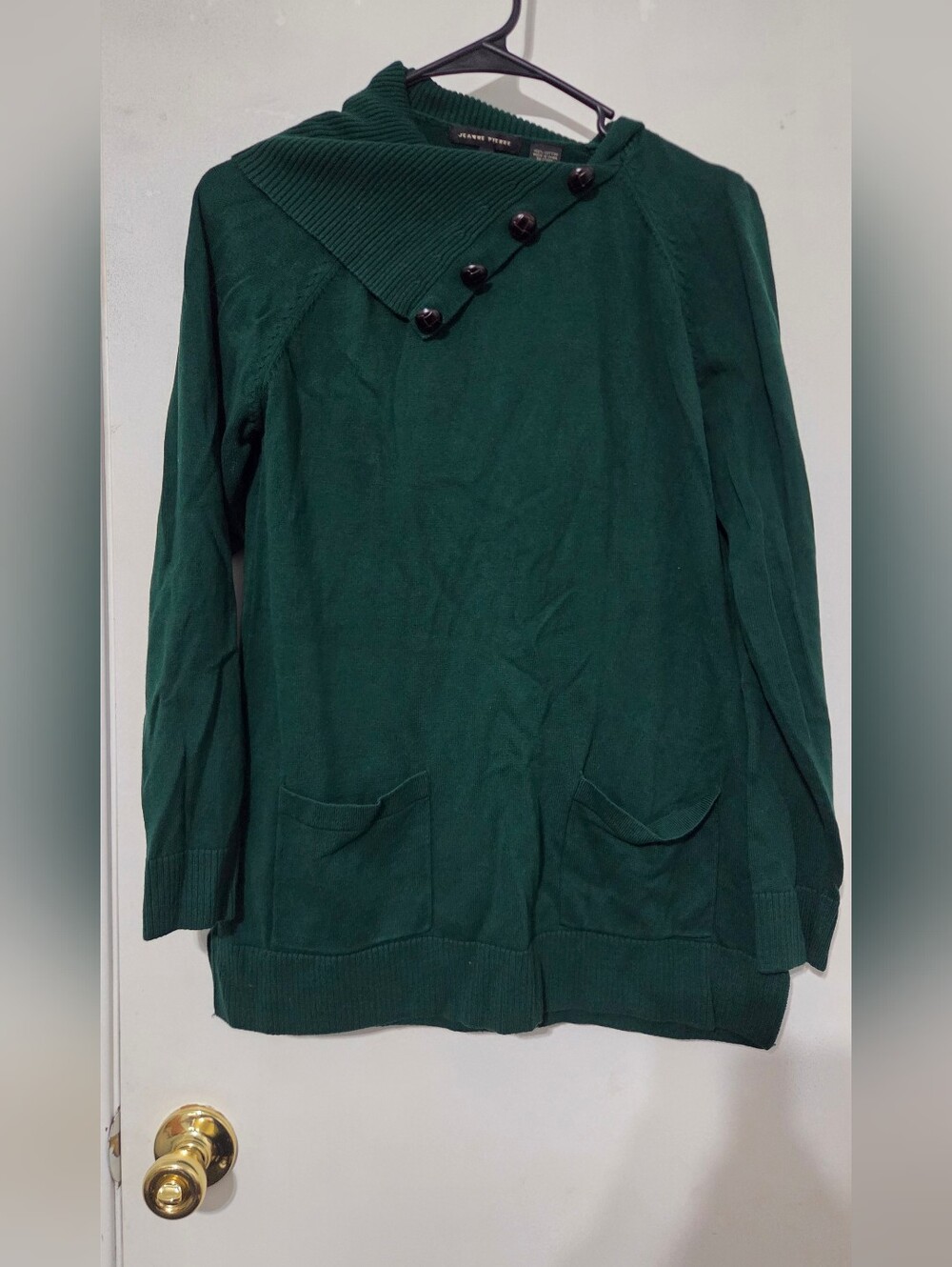 Jeanne Pierre Women’s Green Cowl Neck Tunic Sweater – Size M